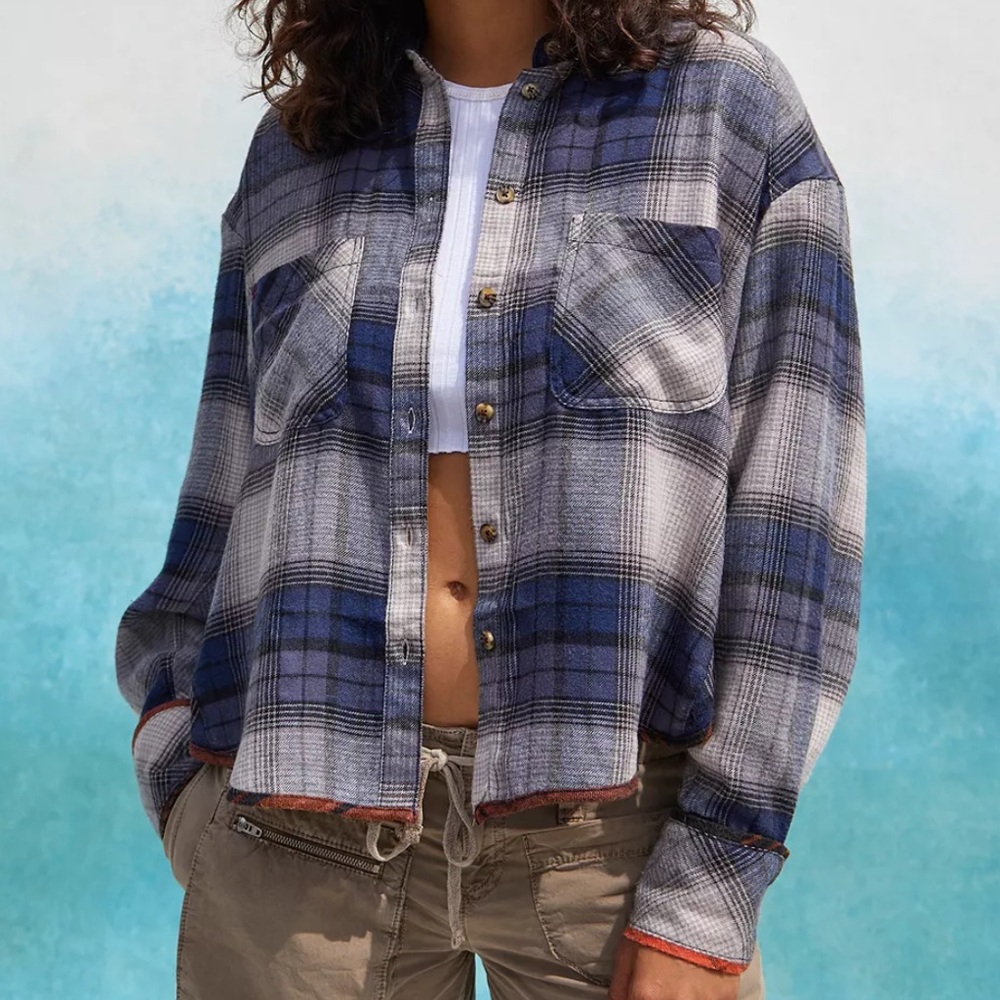 BDG Blue and Cream Checkered Shirt